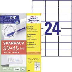Étiquettes adhésives - 70 x 37 mm - Blanc AVERY Lot de 1560