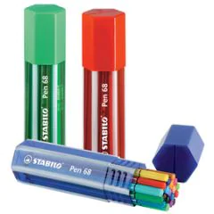 Photo STABILO : Lot de 20 stylos-feutres Pen 68 - Big Pen Box Bleu