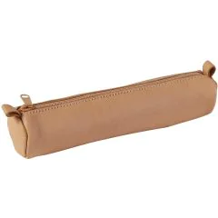 Trousse ronde pour stylos - Cuir Naturel - 18 cm : CLAIREFONTAINE Visuel