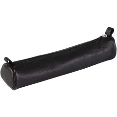 Trousse ronde pour stylos - Cuir Noir vieilli - 18 cm : CLAIREFONTAINE Modèle