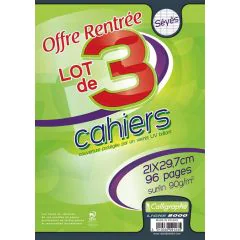 Cahier Grands carreaux 210 x 297 mm - 96 pages CALLIGRAPHE
