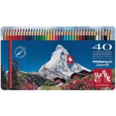 999.340 CARAN D'ACHE : Étui de 40 crayons de couleurs hexagonal Prismalo  - Assortiment