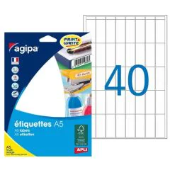 Étiquettes adhésives - 35 x 15 mm - Blanc AGIPA Lot de 640 