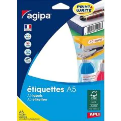 Photo AGIPA 114024 Étiquettes adhésives 64 x 133 mm - Blanc 