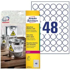 Photo Étiquettes ultra résistantes Diamètre 30 mm AVERY L4716-20 Lot de 960
