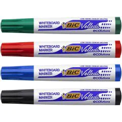 BIC Assortiment de 4 marqueurs Velleda 1701 Feutre Tableau blanc
