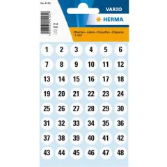 HERMA 4124 Etiquettes à chiffres autocollants - 12,0 mm - Noir et Blanc