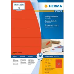 4257 HERMA : Étiquettes adhésives - Multi-usages - 105,0 x 37,0 mm - Rouge