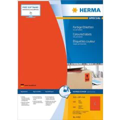 4402 HERMA : Étiquettes adhésives - Multi-usages - 210 x 297 mm - Rouge