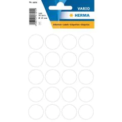 HERMA 1870 : Lot de 100 étiquettes adhésives rondes - 19,0 mm - Blanc