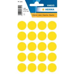HERMA : Lot de 100 étiquettes adhésives rondes - 19,0 mm - Jaune
