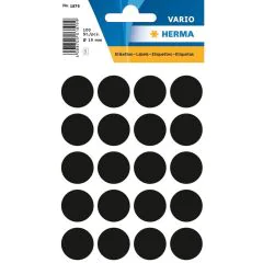 HERMA 1879 : Lot de 100 étiquettes adhésives rondes - 19,0 mm - Noir