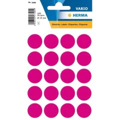 HERMA 1886 : Lot de 100 étiquettes adhésives rondes - 19,0 mm - Rose