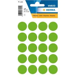 HERMA 1878 : Lot de 100 étiquettes adhésives rondes - 19,0 mm - Vert fluo