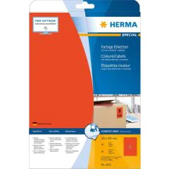 4422 HERMA  Étiquettes adhésives - Multi-usages - 210 x 297,0 mm. - Rouge