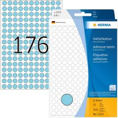 Etiquettes adhésives rondes - 8 mm - Bleu : HERMA Lot de 5632 Visuel