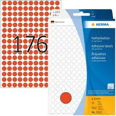 Etiquettes adhésives rondes - 8 mm - Rouge : HERMA Lot de 5632 Visuel