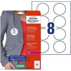 Etiquettes Badges pour Textile - Blanc - Rond - 65mm AVERY Lot de 160 image