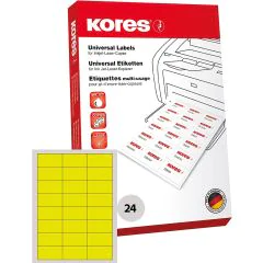Etiquettes adhésives - Jaune - 70 x 37 mm : KORES Lot de 2400 Visuel
