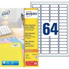 Mini-étiquettes - 45,7 x 16,9 mm - Blanc : AVERY L7652 Lot de 6400 Image