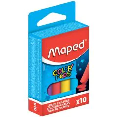 MAPED : Boite de 10 craies pour tableau mural - Assortiment de couleurs