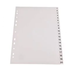 Photo Intercalaire numérique en plastique - 1 à 20 - A4 : PRO-OFFICE