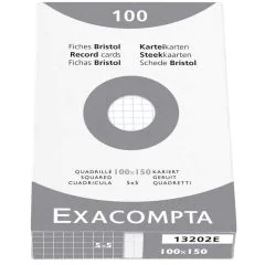 Photo Fiches Bristol quadrillées - 100 x 150 mm - Blanc EXACOMPTA Image