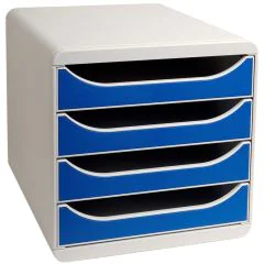 Photo Caisson à 4 tiroirs - Big Box - Gris Lumière/Bleu EXACOMPTA Office