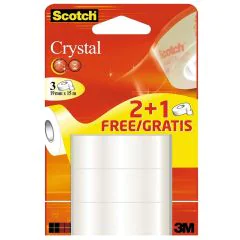 Photo Ruban adhésif Crystal Clear 600 Pack Eco - 19 mm x 15 m : SCOTCH 6-1915P3 