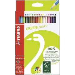 Photo 6019/2-181 STABILO : Étui de 18 crayons de couleurs hexagonal GREENcolors - Assortiment