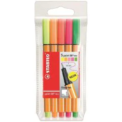 Photo STABILO : Lot de 5 stylos-feutres - Fineliner point 88 Mini 68805-1