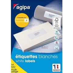 Photo Étiquettes adhésives 63,5 x 72 mm - Blanc  AGIPA 100983 