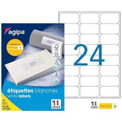Étiquettes adhésives blanches 63,5 x 33,9 mm AGIPA