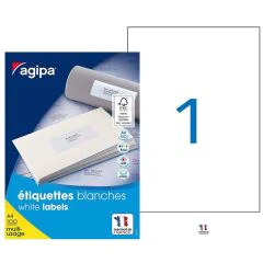 Photo Étiquettes 210 x 297 mm blanches adhésives : AGIPA 119004