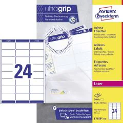 Photo Étiquettes adresses - 63,5 x 33,9 mm Lot de 2400 AVERY