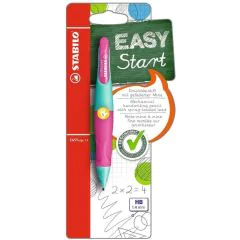 Photo STABILO : Porte-mines Easyergo 1,4 - HB Dessin - Bleu turquoise/Rose fluo - B-46890-3