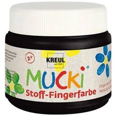 Photo KREUL : Gouache aux doigts pour textile MUCKI - 150 ml - Noir (Peinture) modèle