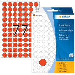 Photo HERMA : Lot de 2464 étiquettes adhésives rondes - 13,0  mm - Rouge
