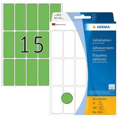 Photo HERMA 2415 : Lot de 480 étiquettes - 20,0 x 50,0 mm - Vert