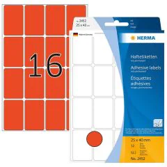 Photo HERMA 2452 : Lot de 512 étiquettes - 25,0 x 40,0 mm - Rouge