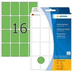 Photo HERMA 2455 : Lot de 512 étiquettes - 25,0 x 40,0 mm - Vert