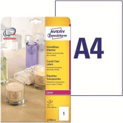 Photo Étiquettes adhésives résistantes - 210 x 297 mm - Transparent AVERY