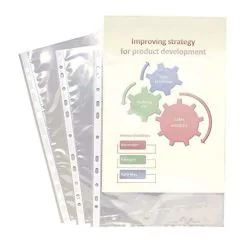 Photo Lot de 100 Pochettes perforées en PP 0,05 mm - A4 : PRO-Office Double ouverture