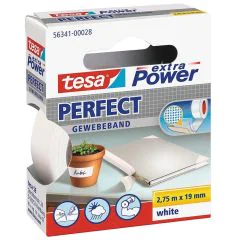 Photo TESA 00028-03 : Ruban adhésif toile extra Power - Blanc - 19 mm x 2.75 m