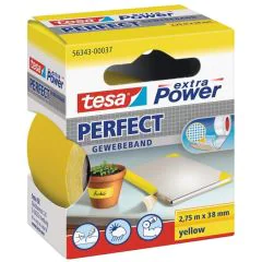 Photo TESA 00037-03 : Ruban adhésif toile extra Power - Jaune - 38 mm x 2.75 m