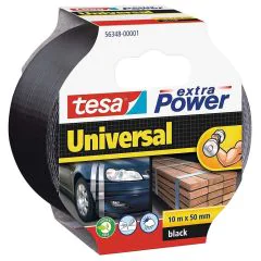 Photo TESA 00001-05 : Ruban adhésif universel extra Power - étanche intérieur extérieur - Noir - 50 mm x 10 m
