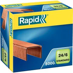 Photo RAPID 24860000 : Boite de 5000 agrafes cuivrées - 24/6