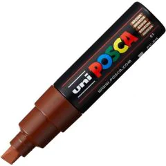UNI-BALL : Marqueur peinture Posca PC 8K - Pointe biseautée de 8 mm - Marron - PC-8K M