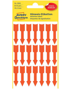Photo Étiquette de signalisation - Flèche Rouge fluorescente AVERY 3008