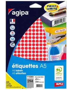 Photo pastilles adhésives 8 mm - Rouge AGIPA